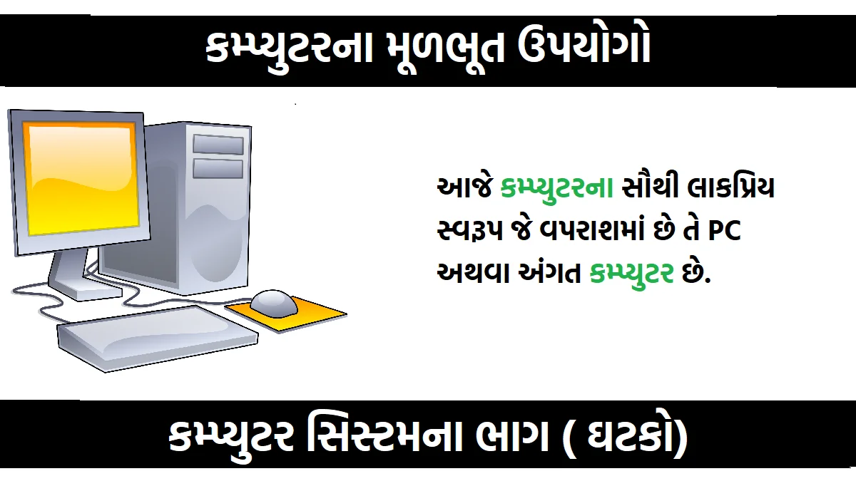 કમ્પ્યુટરના મૂળભૂત ઉપયોગો, કમ્પ્યુટર સિસ્ટમના ભાગ ( ઘટકો)