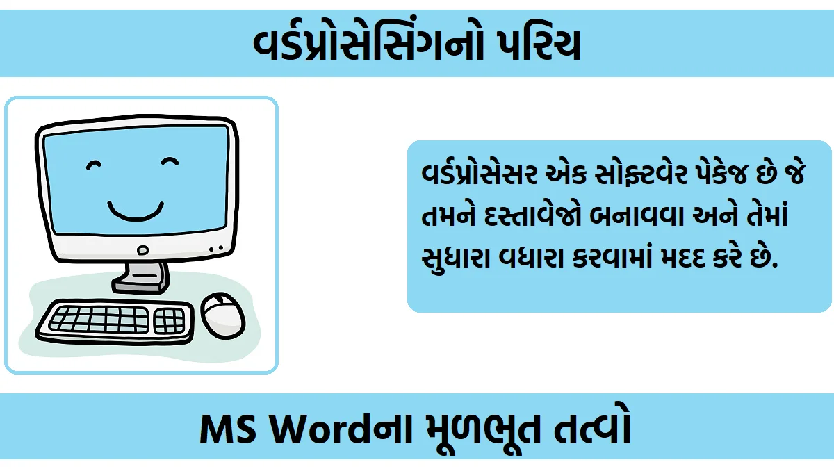 વર્ડપ્રોસેસિંગનો પરિચ, MS Wordના મૂળભૂત તત્વો